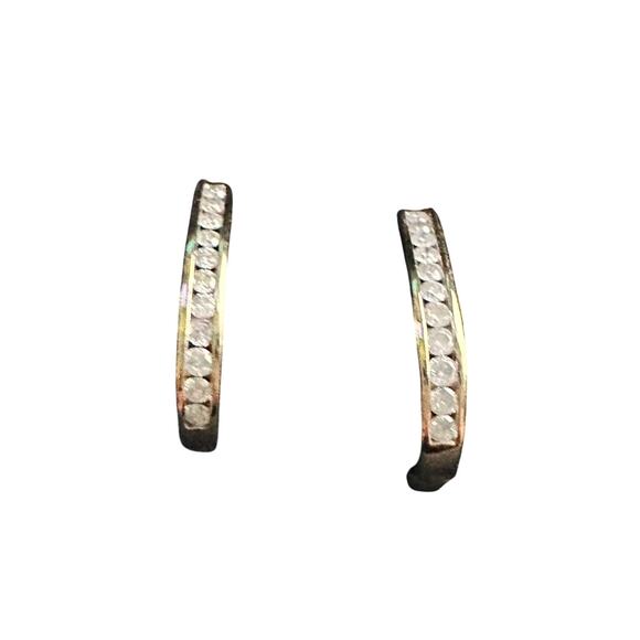 1.00 Carat Natural Diamond Hoop Earrings Gold Plate over Sterling Silver - Picture 1 of 11